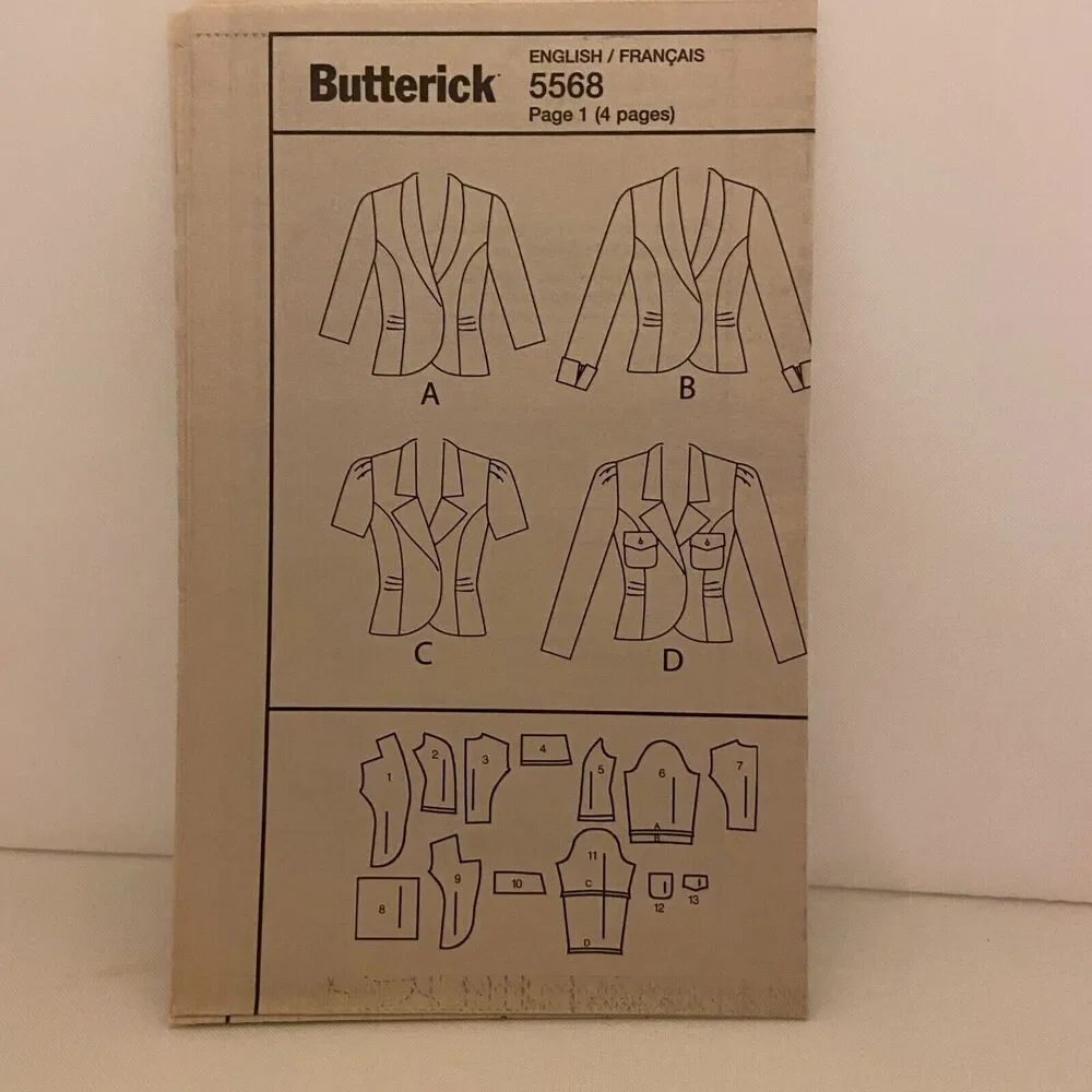 #B5568 Butterick Misses Jacket Sewing Pattern Size 14-20